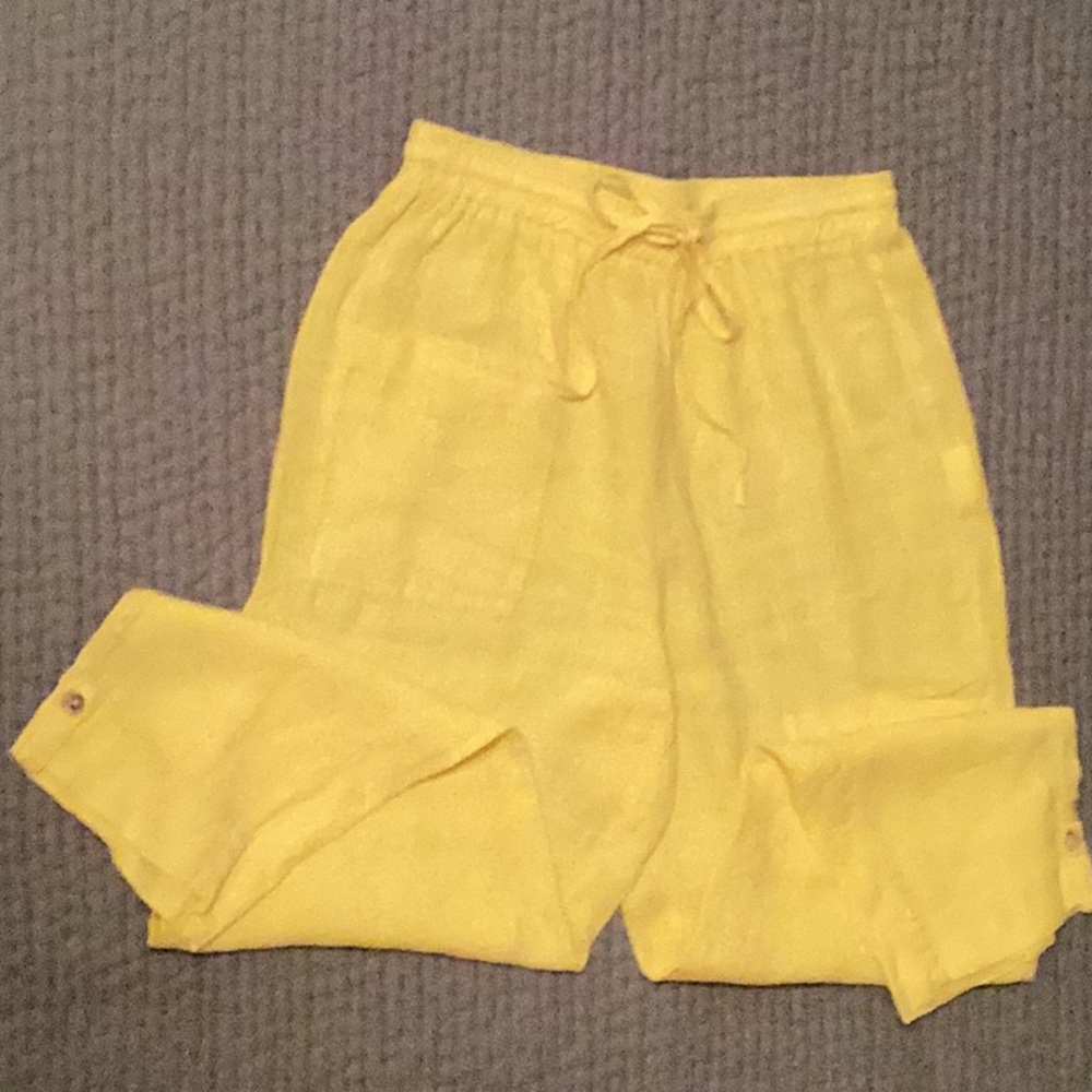 Luukaa yellow linen crop/ankle pants, Size 12